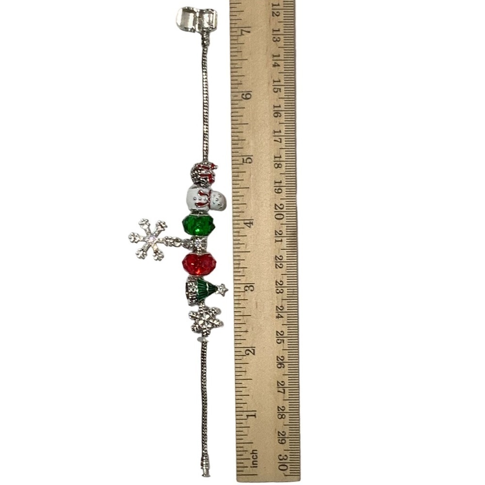 Christmas Charm Bracelet Barrel Charms Multi Color Dangle Glittering Snowflake - Picture 13 of 16